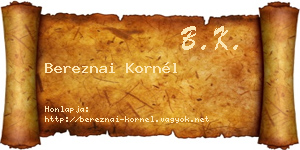 Bereznai Kornél névjegykártya